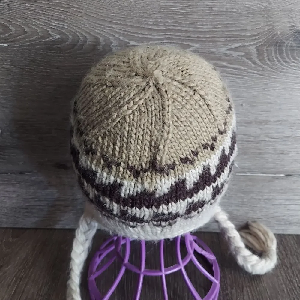 Kids The North Face Beanie Warm Winter Wool Blend Hat with Braided Ear Flaps
